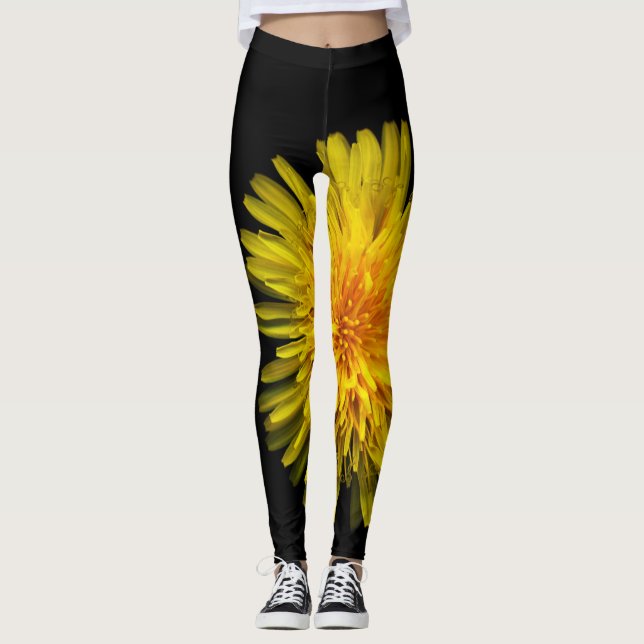 Leggings Plantas en el diente de león amarillo de los (Anverso)