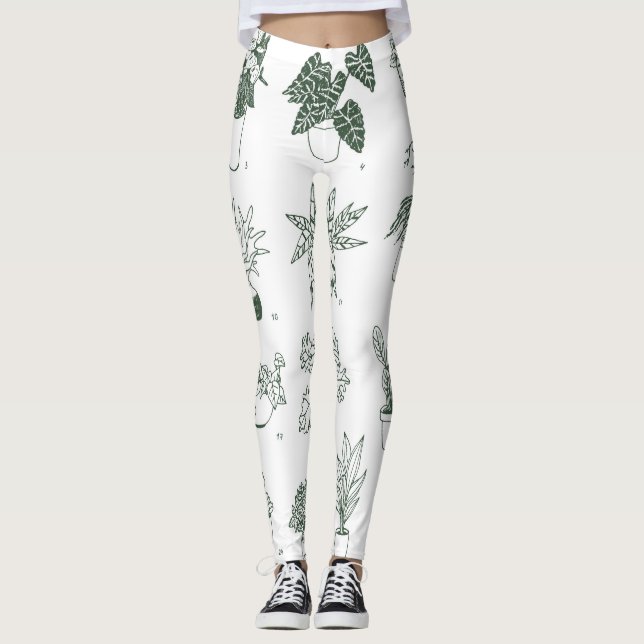 Leggings Plantas interiores: conjunto pintado a mano. (Anverso)