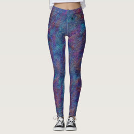 Leggings Plantas sobrantes de pintura cian y roja manchadas