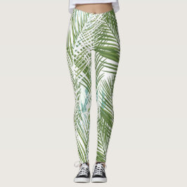 Leggings plantas y hojas de palma verdes