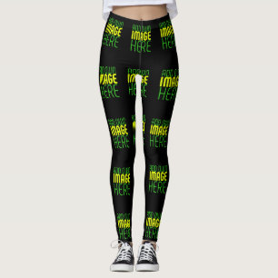 LEGGINGS PLANTILLA DE TEXTO DE IMAGEN NEGRA SENCILLA EDITAB