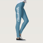 Leggings Plantilla de texto de nombre de personalizable Muj<br><div class="desc">Marca de imagen de plantilla de texto con nombre personalizado Leyendas azules con escritura elegante y personalizada para mujeres.</div>