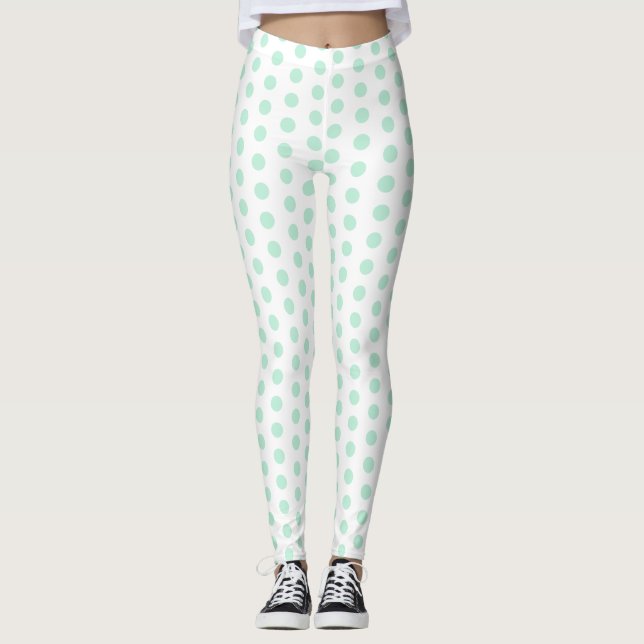 Leggings Plantilla Moderna Elegante Mint Verde Blanco (Anverso)