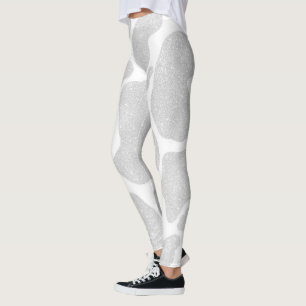 Leggings Plata blanca simple grandes cubos de vaca