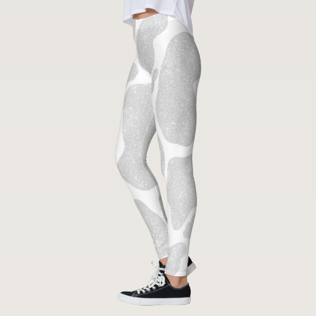 Leggings Plata blanca simple grandes cubos de vaca (Izquierda)