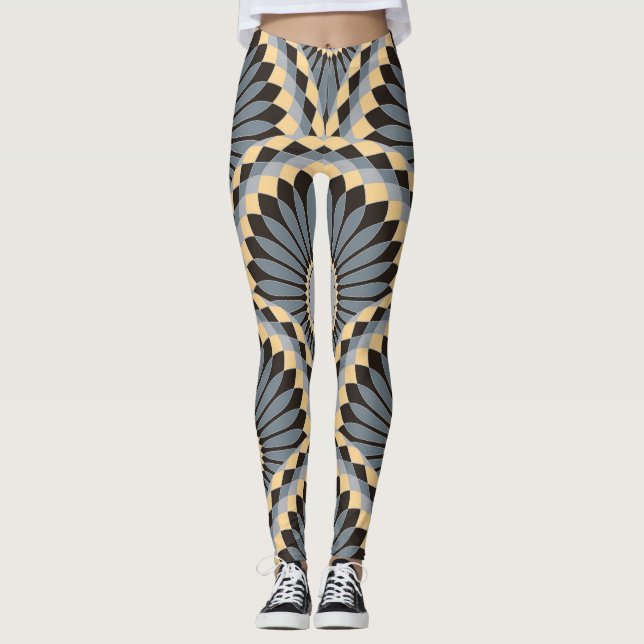 Leggings Plata De Marfil: Mosaico Floral Circular. (Anverso)