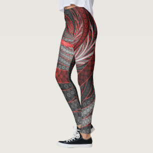 Leggings Plata hermosa y escalas rojas del vampiro del