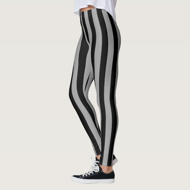 Leggings Plata y rayas negras verticales (Izquierda)
