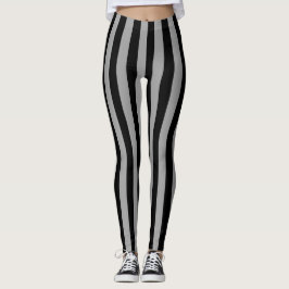 Leggings Plata y rayas negras verticales