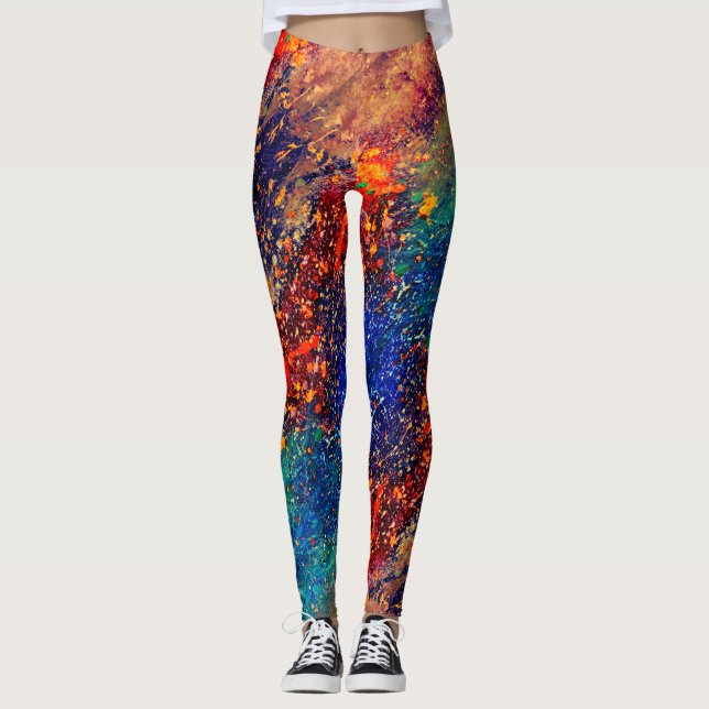 Leggings Plátano psicodélico | Colorido Resumen del Arcoiri (Anverso)