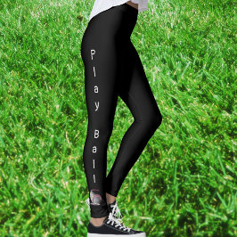 Leggings Play Ball Baseball Sporty Black