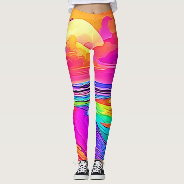 Leggings Playa arcoiris: Personalizado divertida (Anverso)