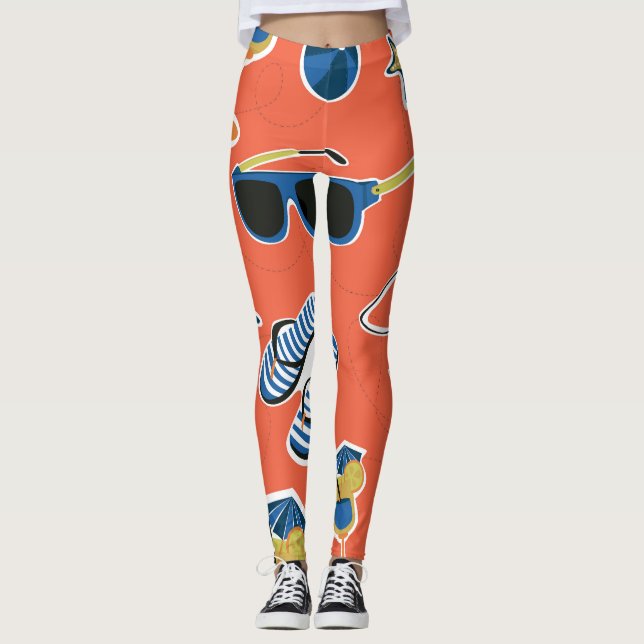 Leggings Playa de Verano: Relajante Patrón Sin Mar. (Anverso)