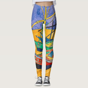 Leggings Playa del Impresionismo de los barcos Van Gogh