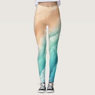 Leggings Playa del Océano Mar Acuarela tema de VERANO