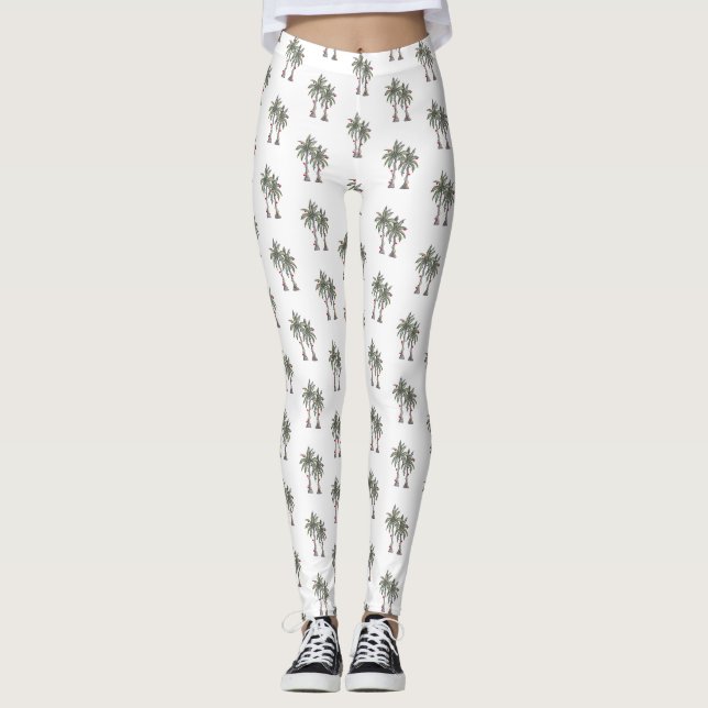 Leggings Playa Tropical de Cerezos de Navidad Palm Trees (Anverso)