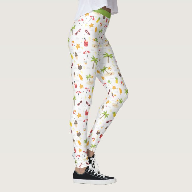 Leggings Playa Tropical Fun Palm Trees Pineapple Gafas de s (Derecha)
