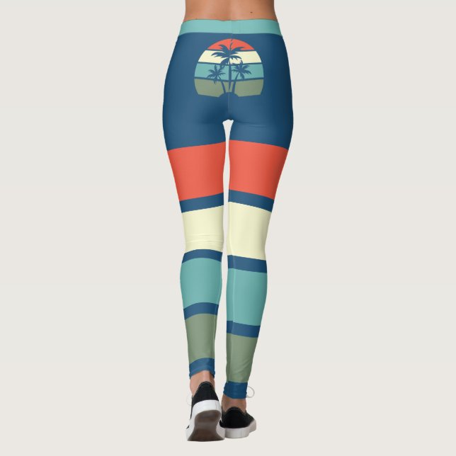 Leggings Playa tropical retro con palmeras (Reverso)