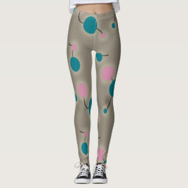 Leggings Playas Retro Grandes Moléculas Universo Azul Rosa