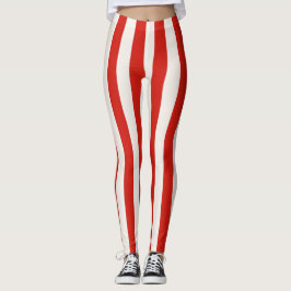 Leggings Playful Candy Cane Red Stripes Christmas 