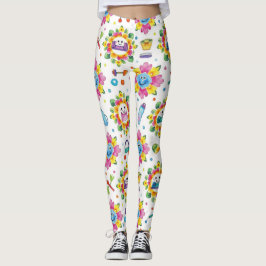Leggings Playful Floral Mandalas Seamless Pattern
