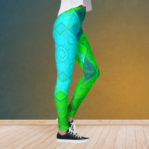 Leggings Plaza Kaleidoscope Mosaico Verde y Azul