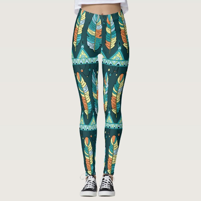 Leggings Pluma colorida, patrón de textura interminable (Anverso)