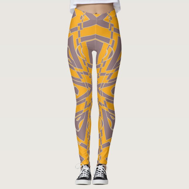 Leggings Pluma de mostaza de caja de Contempo (Anverso)