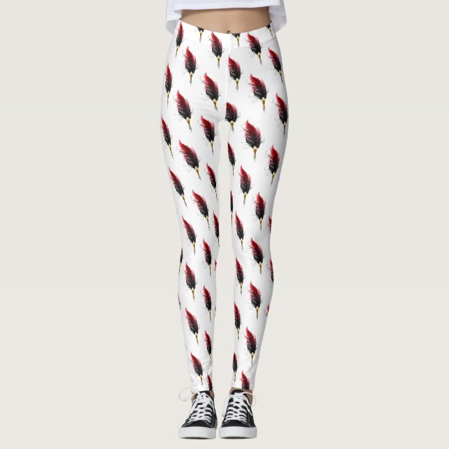 Leggings Pluma de plumas rojas con nido de oro (Anverso)