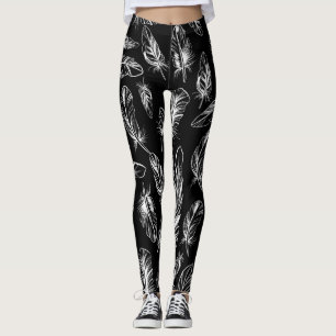 Leggings Pluma negra y blanca