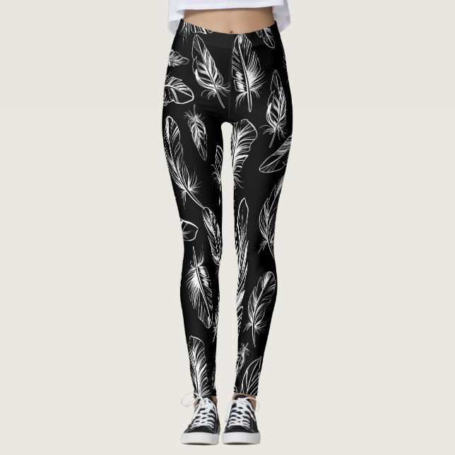 Leggings Pluma negra y blanca (Anverso)