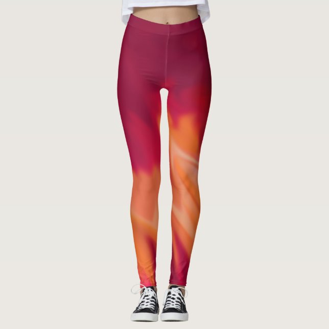 Leggings Pluma y naranja cítrico Resumen Ropa activa (Anverso)