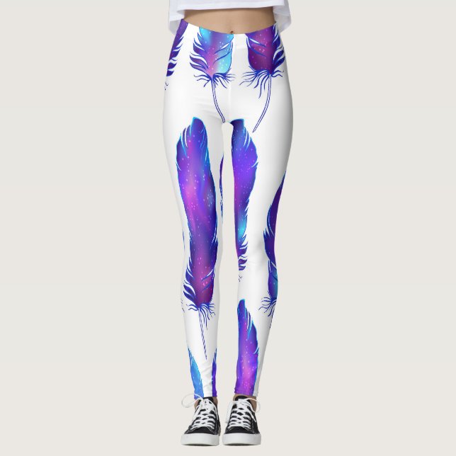 Leggings Plumas con textura espacial, patrón mágico. (Anverso)