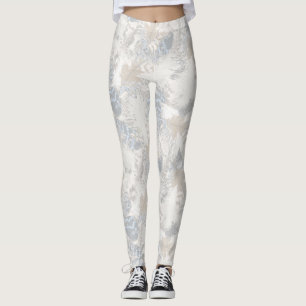 Leggings plumas de búho, gris, beige y azul, pájaro, luz,