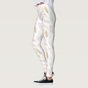 Leggings Plumas de oro rosado