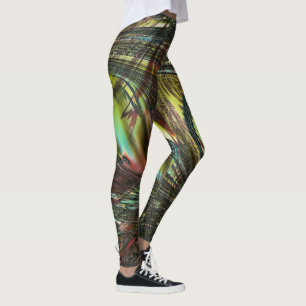 Leggings Plumas de pavo real cruzadas oscuras