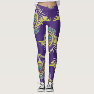 Leggings Plumas de pavo real: fondo vintage sin costuras.