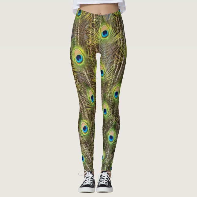 Leggings Plumas de pavo real hermoso (Anverso)