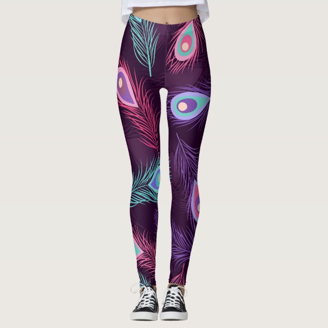 Leggings Plumas de pavo real: Vintage de mano. (Anverso)