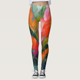 Leggings Plumas Tropicales – Abstración Botánica Vibrante