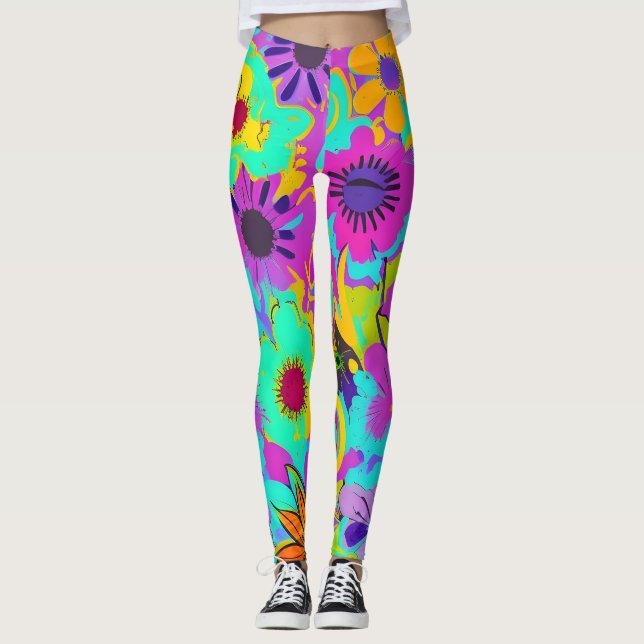 Leggings Poder de flores abstracto (Anverso)