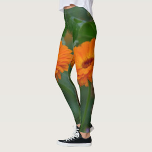 Leggings poder floral naranja