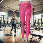 Leggings Poinsettias de color fucsia, patrón floral<br><div class="desc">Esta Leggings presenta muchas poinsettias en color fucsia como patrón en fondo dorado. Diseñado desde una fotografía editada. Para todos los amantes de las flores. ¡Hermoso para todas las damas! Guay para deportes,  entrenamiento todos los días!</div>