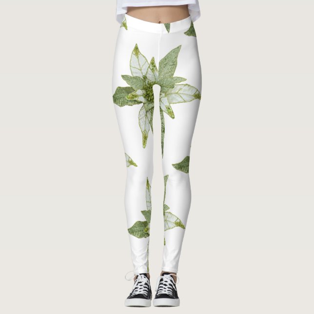 Leggings Poinsettias de Navidades hermosos (Anverso)
