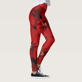 Leggings Poinsettias rojas