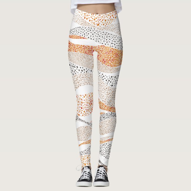 Leggings Pointillism Wavy Polka: Textil de Doodle lindo (Anverso)