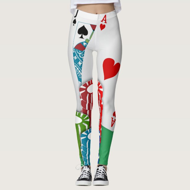 Leggings Póker de la veintiuna del juego de tarjeta del (Anverso)