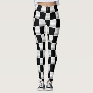 Leggings Polainas a cuadros simples de la bandera blancos y