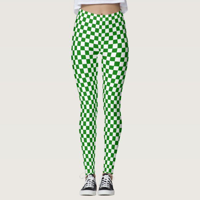 Leggings Polainas a cuadros verdes y blancas (Anverso)