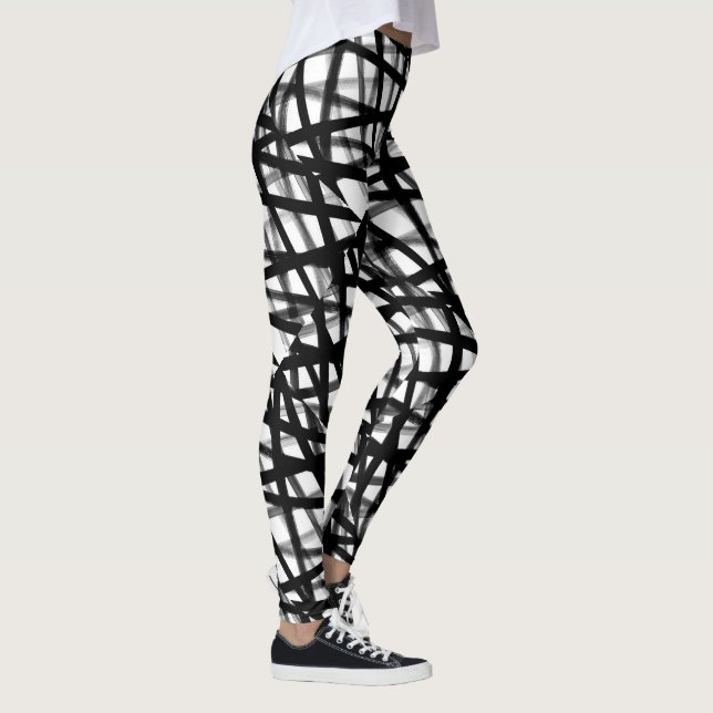 Leggings Polainas abstractas blancos y negros (Derecha)